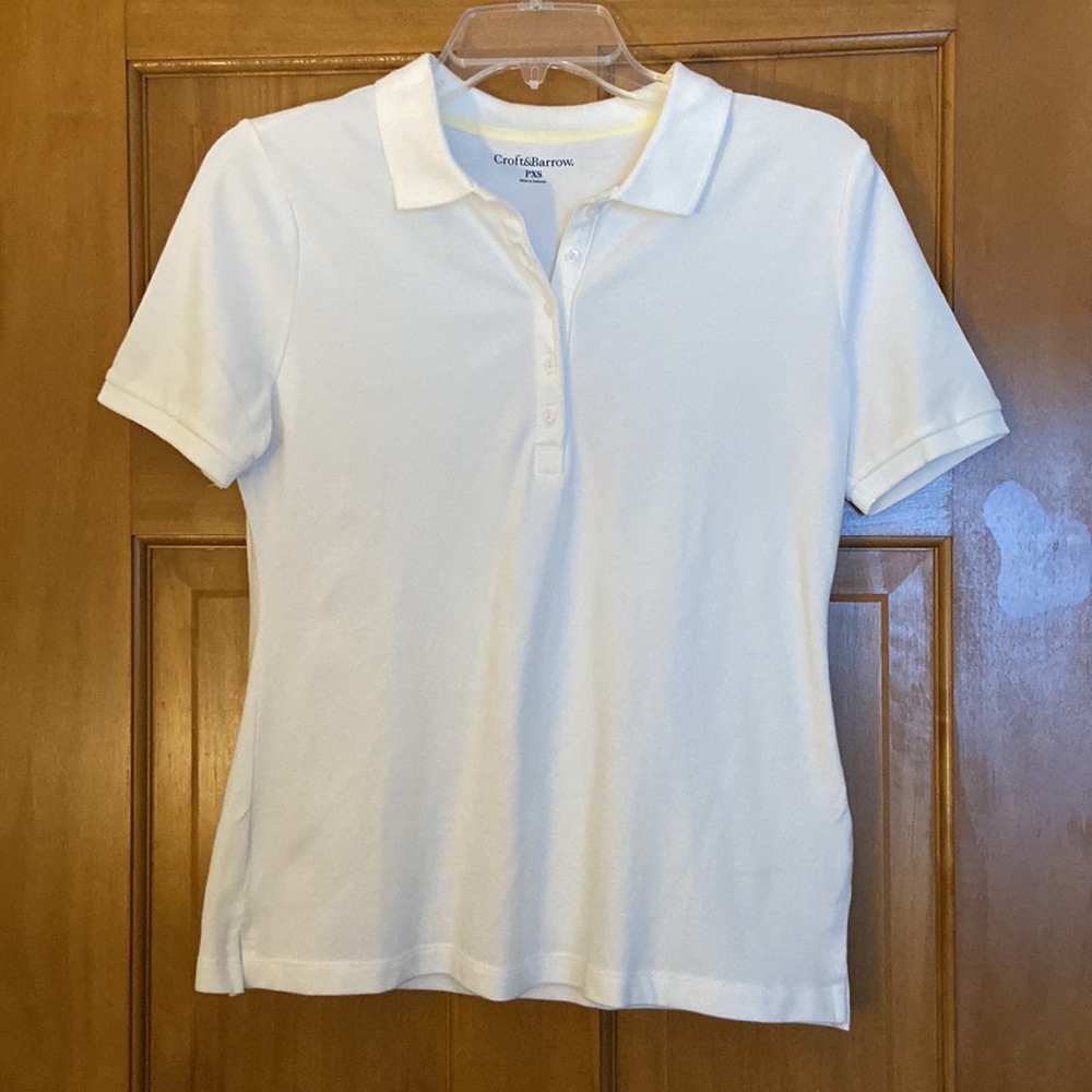 Croft & Barrow White Fitted Polo Shirt